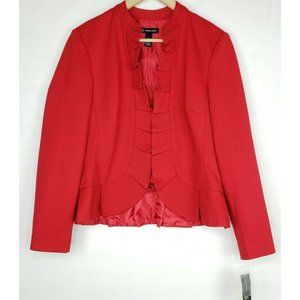 INC Ruffle Trim Blazer Red Large NEW